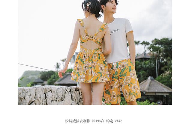 Đồ bơi mới chia nữ gợi cảm che bụng đã mỏng bên bờ biển kỳ nghỉ quần short cặp đôi mùa xuân nóng bỏng nam phù hợp lỏng lẻo - Vài đồ bơi 	đồ đôi đi biển màu trắng	