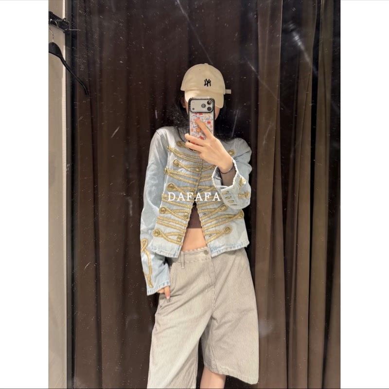 Gorgeous Napoleon-Style Metal Buckle Denim Short Jacket for Women, Vintage Design Jacket Top 2569270 Gorgeous Napoleon-Style Metal Buckle Denim Short Jacket for Women, Vintage Design Jacket Top 2569270