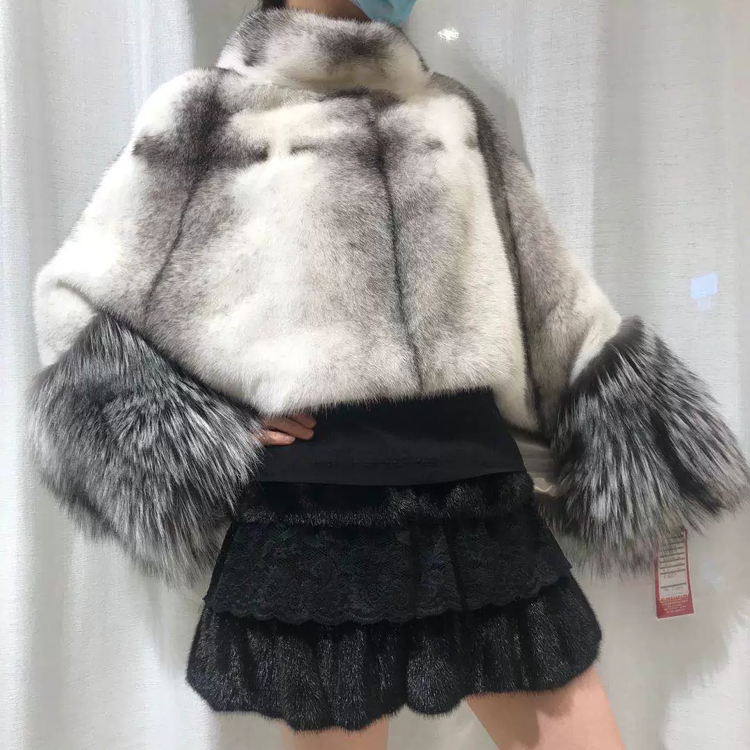 100% chồn nhập từ Đan Mạch, lady phong cách châu Âu và Mỹ, áo choàng lông - Faux Fur