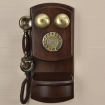 Wall-mounted Phone European-style retro old-style phone solid wood home rotary dial American home fixed telephone