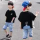 Mùa hè 2020 bộ đồ cho bé trai mới mùa hè của trẻ em lớn xu hướng quần jean ngắn tay xu hướng hai mảnh - Quần jean