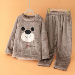 男童女童睡衣长袖珊瑚绒套装