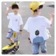 Mùa hè 2020 bộ đồ cho bé trai mới mùa hè của trẻ em lớn xu hướng quần jean ngắn tay xu hướng hai mảnh - Quần jean
