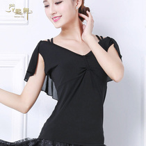 Summer Square Dance Harnesses Morden Dance Costumes Blouse Women Short Sleeves Ballroom Dancing Waltz Dance Dancer Dancing Clothes
