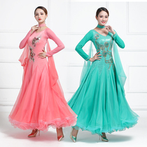 Autumn and winter new national standard dance group performance costume womens modern dance big swing skirt ballroom dance long waltz skirt
