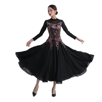 Autumn and winter new long sleeves small high collar Morden dance with dress rehearsas dress dance square dance large pendulum ballroom dress