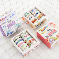 Teenage Girl Tape Starry Sky Wish Series 10 Rolls Of Boxed and Paper Duct Tape Girl Hearts Ledger and Paper Handsheet Duct Tape Kit Hand Ledger Tape and Paper Adhesive Tapes Salt to Sign Plant Oil Painting Pink