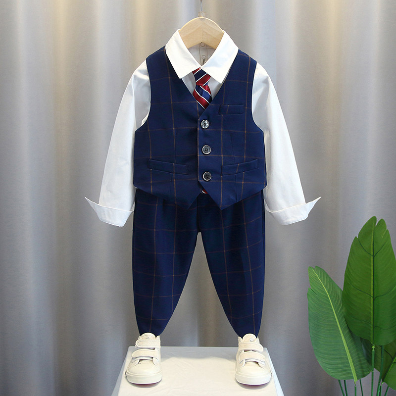 Boys dress spring and autumn children's costume suit autumn baby handsome one-year-old suit British style casual suit