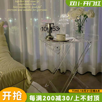 Nordic acrylic coffee table ins bedside sofa transparent side table foldable creative corner table net red small table