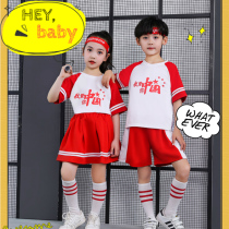 61 Childrens cheerleading costume performance costume Patriotic chorus costume Girls summer kindergarten students lesbian exercise performance