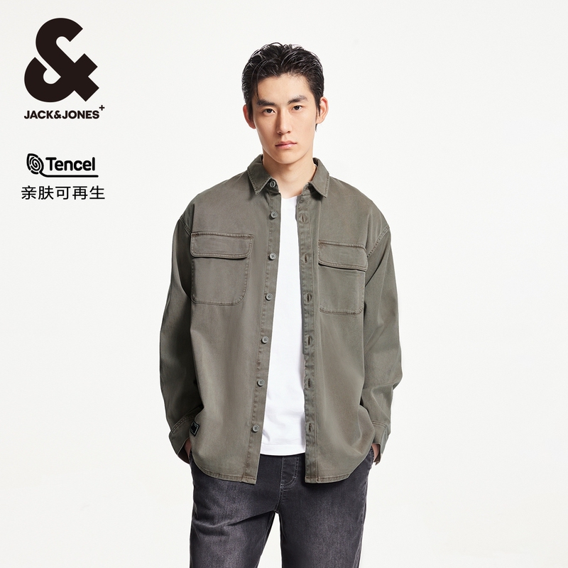 Jack Jones Spring High-End Trendy Loose-Fit Lapel Shirt Jacket with Chest Pocket Decoration for Men