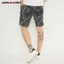 JackJones Jack Jones Mùa thu nam linen In dây rút dây kéo Quần short giản dị 218215531 - Quần short