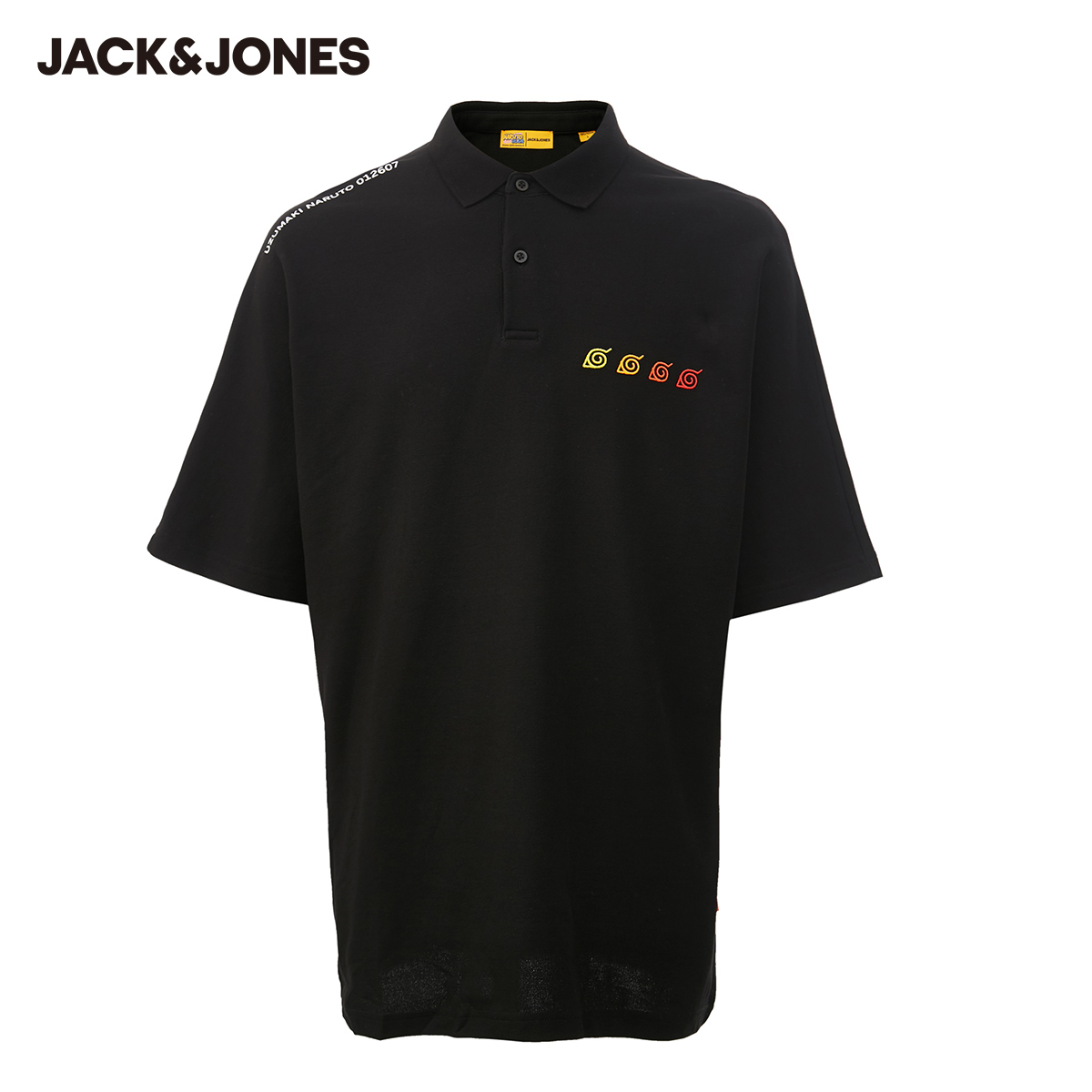 JackJones杰克琼斯outlets火影忍者联名鸣人男印花宽松POLO-SHIRT