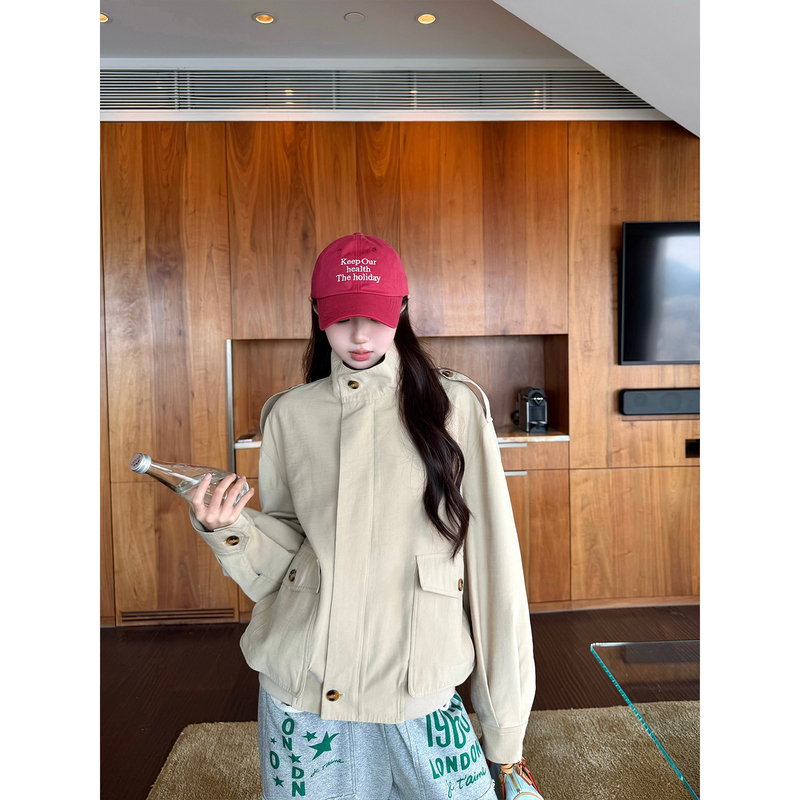 Oioi Esse｜Buttoned Trench Coat Hunting Pullover Jacket Women's New Autumn Top