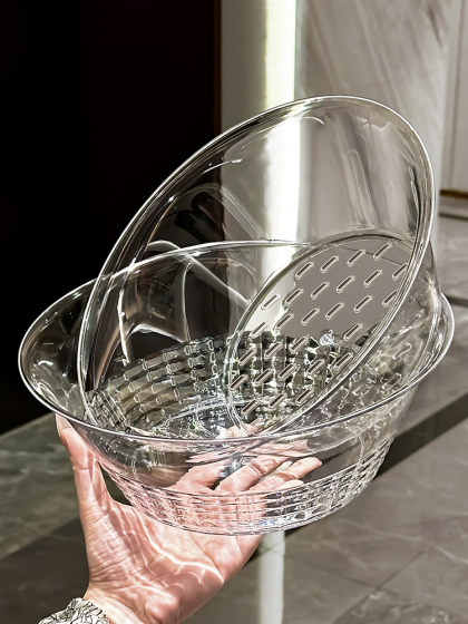 沥水篮洗菜盆家用高档厨房双层轻奢洗菜篮子滤水淘菜盆客厅水果盘