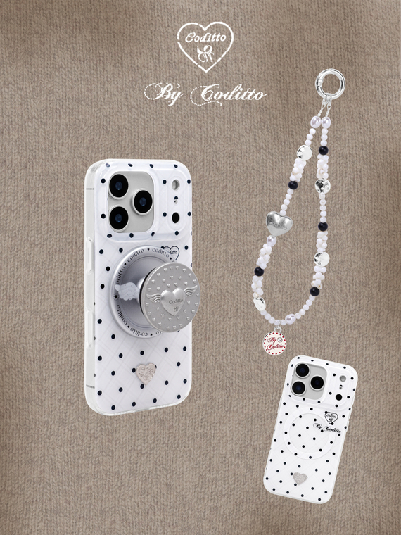 Coditto Phone Case Coditto Girls Minimalist Black Polka Dot MagSafe Heart Charm Phone Case ...