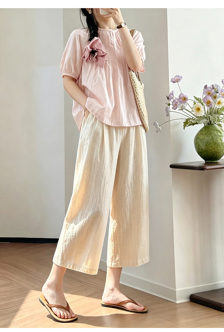 Maternity Cotton and Linen Pants for Summer, Thin Style, 2026 New Model, Small Size, Belly Support, Linen Wide-Leg Pants for Summer Wear — 18