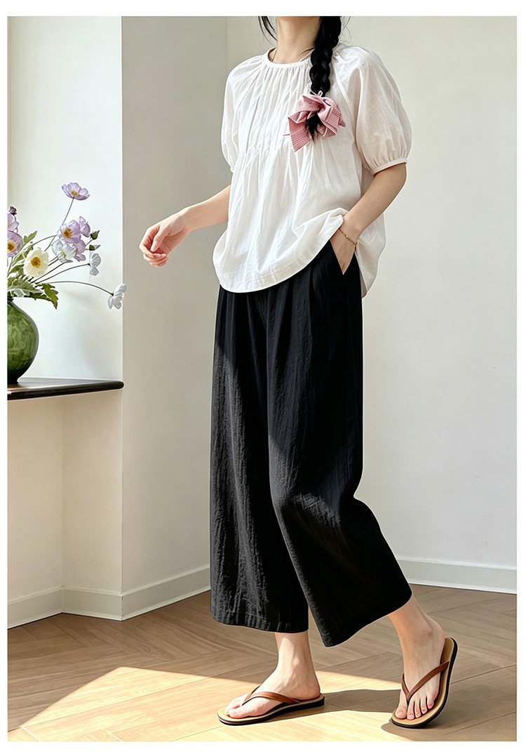Maternity Cotton and Linen Pants for Summer, Thin Style, 2026 New Model, Small Size, Belly Support, Linen Wide-Leg Pants for Summer Wear — 23