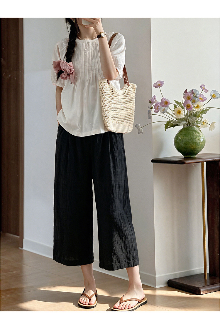 Maternity Cotton and Linen Pants for Summer, Thin Style, 2026 New Model, Small Size, Belly Support, Linen Wide-Leg Pants for Summer Wear — 24