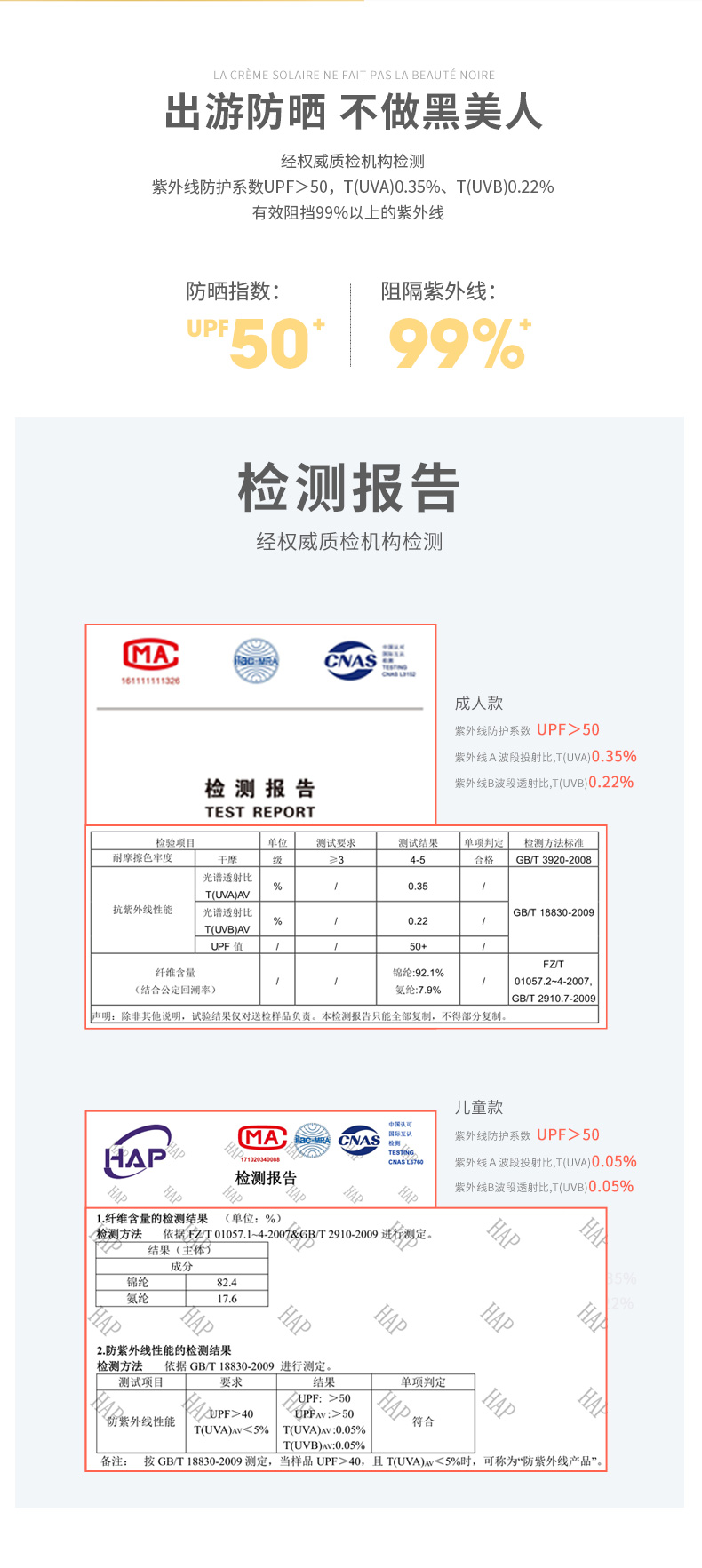 法国  艾比 2020新款防晒冰袖 成人/儿童   UPF50+ 图5