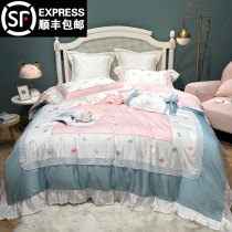 Cotton 60pcs brushed four-piece cotton quilt cover embroidery simple Princess wind bedding winter thickened sheets