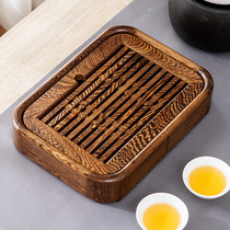 Small tea tray household set tea table small solid wood Tea Sea chicken wing Wood water storage type dry bubble tray for two people