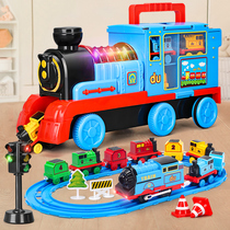 Simulation electric train track set toy children boy car alloy 4 model 6 baby 2 puzzle 3 years old