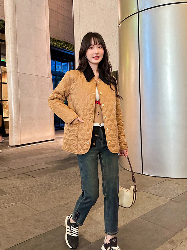 2025 Spring and Autumn New British Style Versatile Fashionable Casual Quilted Lapel Warm Women's Cotton Jacket 2025 Spring and Autumn New British Style Versatile Fashionable Casual Quilted Lapel Warm Women's Cotton Jacket