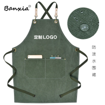 Coffee Chinese restaurant denim waterproof canvas apron florist bakery shop work clothes for women Japanese style custom printing for men