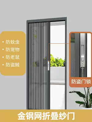 Aluminum alloy household invisible anti-theft screen door King Kong mesh folding telescopic push-pull anti-mosquito and anti-mouse screen door screen window door