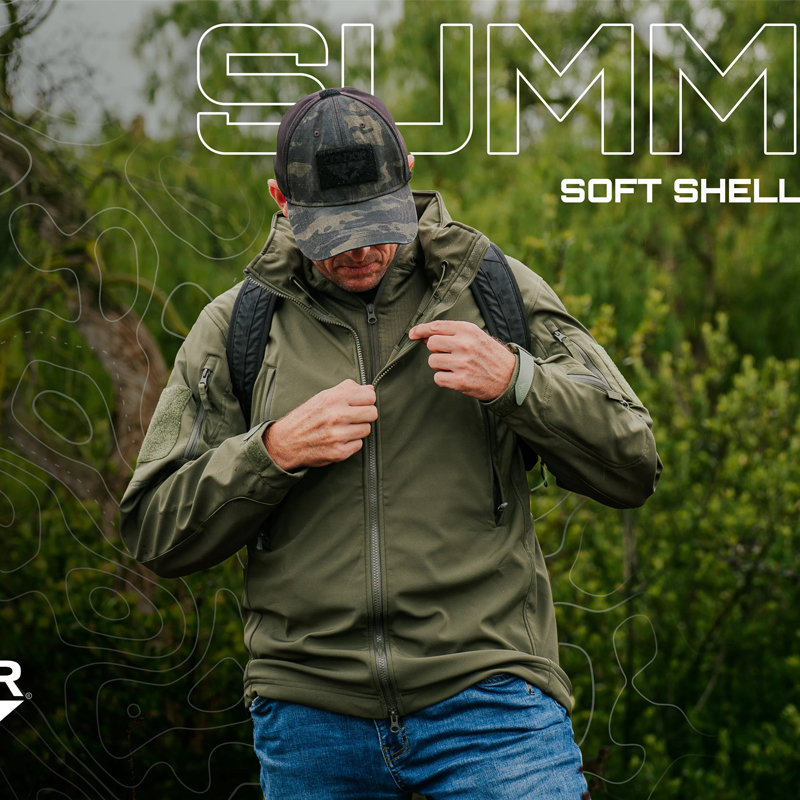 Tag&Condor Soft Shell Jacket 602 Men's Windproof, Warm, Lightweight, Breathable, Stand-Up Collar, Hooded Jacket