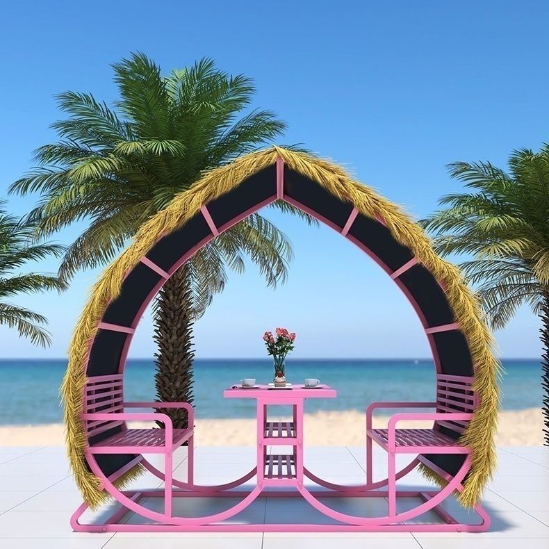 Outdoor Heart Swing Chair, Courtyard Decorations, Internet Celebrity Scenic Spot, B&B Ornaments, Check-In Couple Heart-Shaped Tables and Chairs