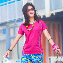 Speed Dry T-shirt Female Outdoor Sports Short Sleeve Round Collar Repair Body Moisture Absorption Perspiration Sweatshirt Microelastic Big Code Summer