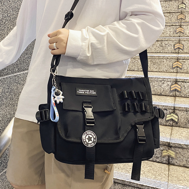 Oblique Satchel Male Tooling Function Large Capacity Student School Bag Tide Card Canvas Single Shoulder Bag and Japanese Inclined Cross-to-Shoulder Bag