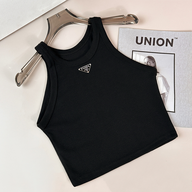 Dainwang Prada Collaboration Inverted Triangle Logo Sleeveless Camisole Women's Short Crop Top