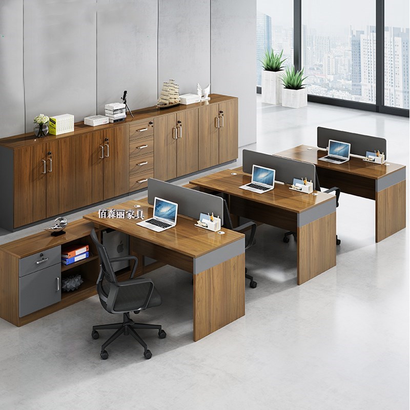 Staff desk staff computer table and chair combination simple modern office furniture 2 4 four people 6 Station card holder