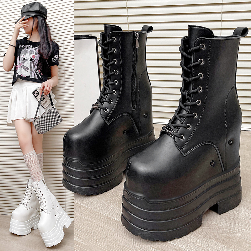 Cosplay Expo 20cm Height-Increasing Shoes Thick-Soled Sky-High Martin Boots Wedding Concert Platform Shoes