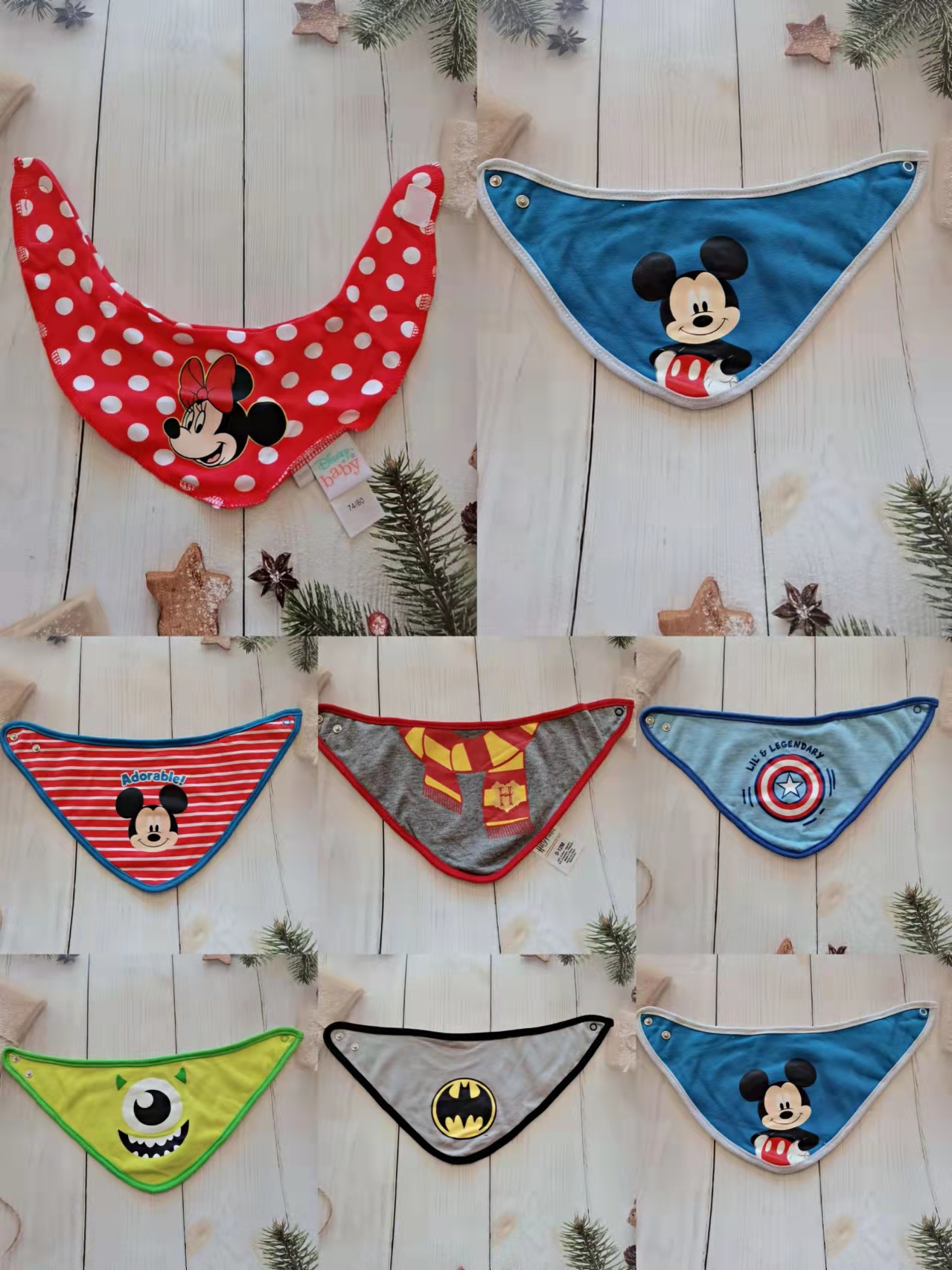 Offshore Baby Pure Cotton Cartoon Cute Triangle Towel Newborn Baby Solid Pattern Waterproof Spat Towel Toddler Bib