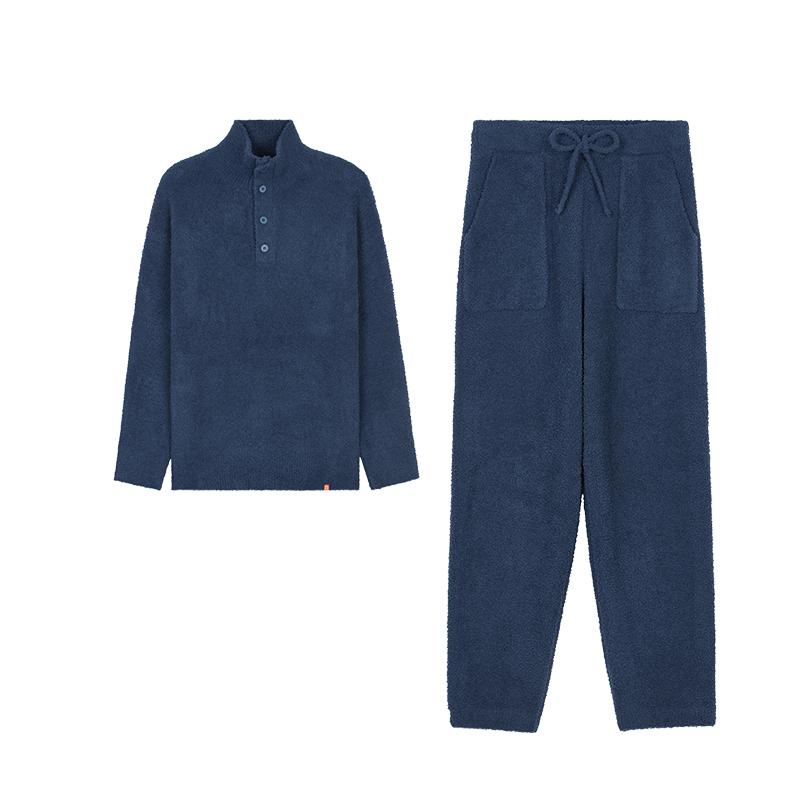 内外橙标千层绒家居服套装半边绒保暖