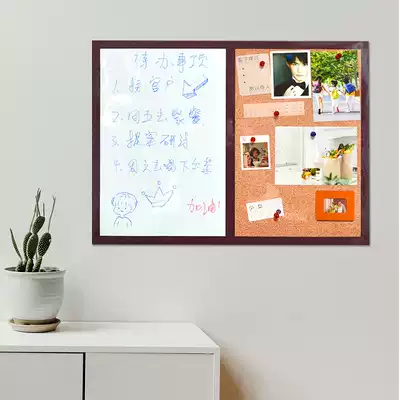 Good magnet self-adhesive imitation cork board whiteboard combination Magnetic kanban display board Information planning board Office photo wall-mounted cork custom company message board Wooden frame memo wall sticker