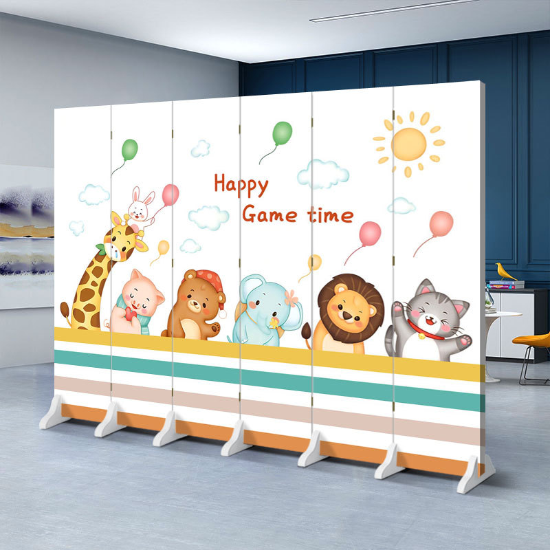 Cartoon Screen Partition Wall Background Kindergarten Mother and Baby Room Folding Mobile Simple Modern Bedroom Living Room Folding Screen