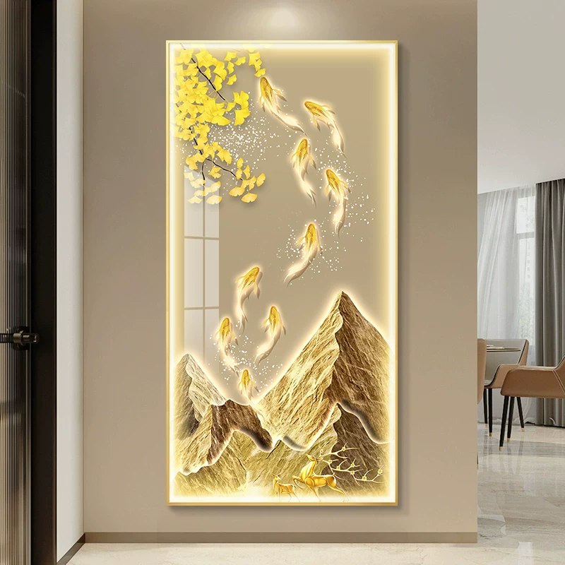 Nine Fishes Painting Entrance Decorative Painting for Doorway, Light Luxury High-End Feel, Hallway Wall Art, 2026 New Model Nine Fishes Painting Entrance Decorative Painting for Doorway, Light Luxury High-End Feel, Hallway Wall Art, 2026 New Model