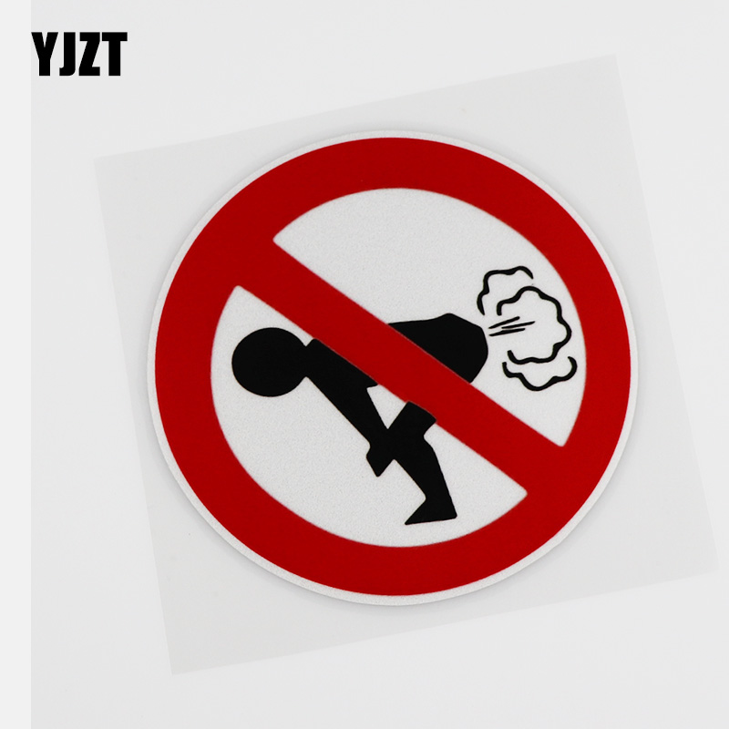 YJZT Car Stickers Creative Text Prohibits farting funny caution car stickers CS0808