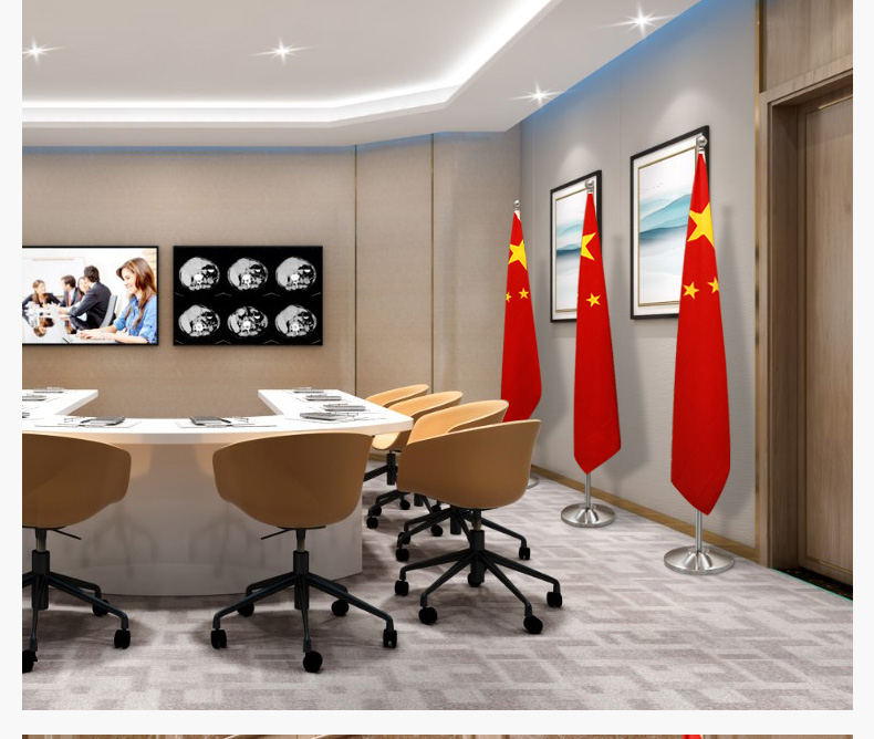 Indoor flag flag office furnishing articles conference room floor landing party set stainless steel decorative red flag pole vertical flagpole flag a base frame fixed inclined GuoQiGan flags