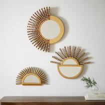 American wall-mounted decorative mirror light luxury three-dimensional entrance mirror creative sun glasses living room fireplace mirror designer hanging mirror