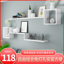 Wall shelf non-perforated wall-mounted lockers bedroom wall cabinets creative Plaid wall cabinets home bookshelves