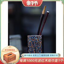 Purple Light Sandalwood Bottom Large Lacquer Pen Holder Vin Play Swing Piece Imitation Clear Tetragonal Committee Keratine Facial Imitation Ancient Reengraving Gift Box Dress