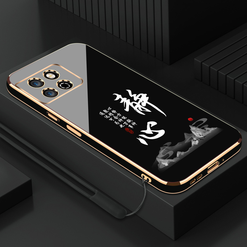 Suitable for Electroplating Oneplus 10Pro Zen Phone Case, New Oneplus 10Pro Couple Niche ins Style, Straight-Edge Silicone Soft Case, High-End Full-Cover Anti-Drop Protective Case for Men