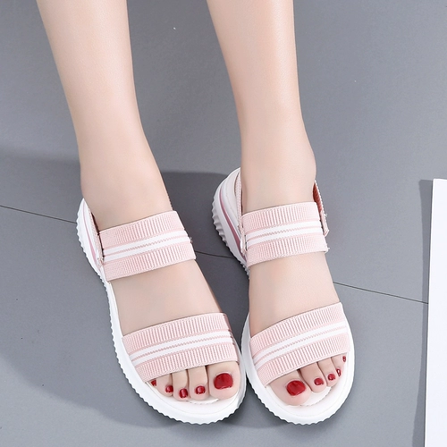 Летние сандалии, универсальные эластичные слайдеры на плоской подошве, тапочки, 2020