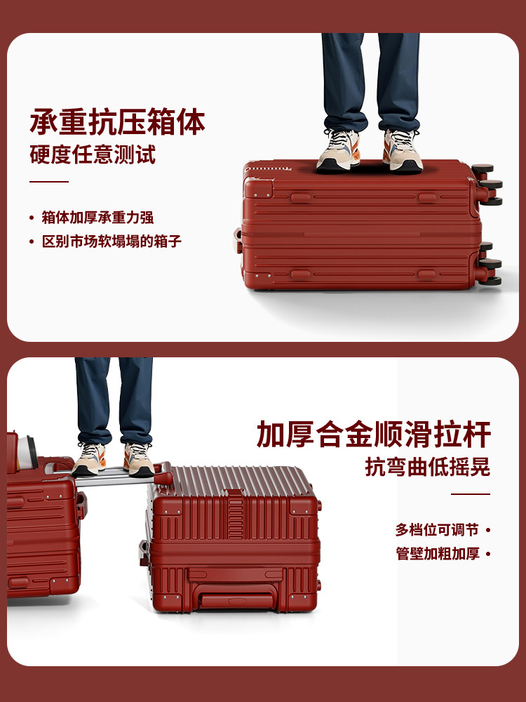 Red Suitcase for Wedding Dowry, Specifically for the Bride, with a High-End Feel, Thickened and Durable, 24inch-Piece Travel Luggage Set with Combination Lock